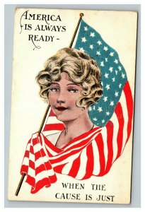 Vintage 1910's Patriotic Postcard America is Always Ready When the Cause is Just