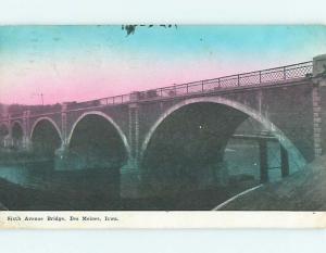 Divided-Back SIXTH AVENUE BRIDGE Des Moines Iowa IA t6102