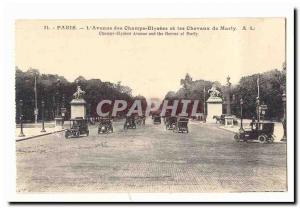 Paris (8th) Postcard Old L & # 39avenue the Champs Elysees and Horses of Marly