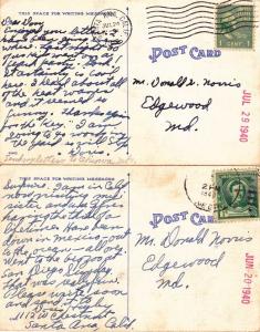 (2 cards) Greetings from Geneva NE, Nebraska pm 1940