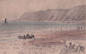 Macduff's Cave Fishermen Boat Disaster Rescue Fife Phillimore Old Postcard