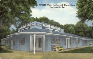 Hawkinsville GA Massee Motor Lodge Linen Postcard