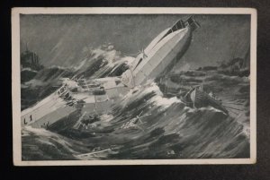 Mint German Postcard Zeppelin Airship Crash Ocean Death Trip Helgoland Poem