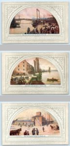 3 Postcards CHICAGO, IL ~ Lawrence Earle Paintings CENTRAL TRUST COMPANY c1910s