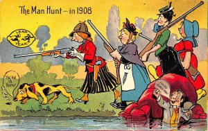 Leap Year The Man Hunt Women Hunting, Man Hiding, Humor, Divided Back PC U9184