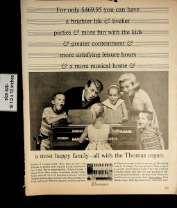 1963 Thomas Organ Kids Family Hppy Vintage Print Ad 5307