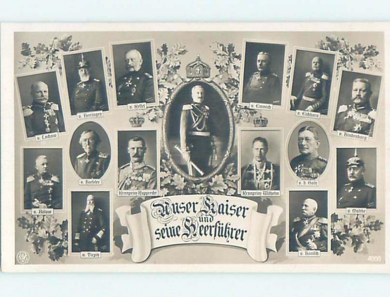 old rppc MILITARY POSTCARD Kaiser Wilhelm & Hindenburg & Others Germany HM1881