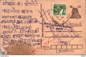 India Postal Stationery Tiger 15 Churu cds