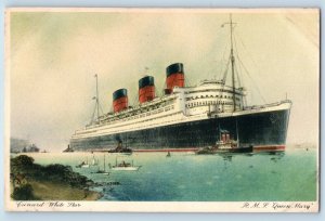 1937 Cunard White Star RMS Queen Mary Steamer Steamship Vintage Antique Postcard