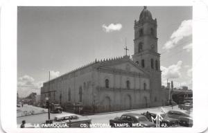 D70/ Ciudad Victoria Tamps Mexico Foreign RPPC Postcard 1956 La Parroquia