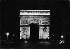 BR12340 Paris by night Arc de TRiomphe  real photo  france