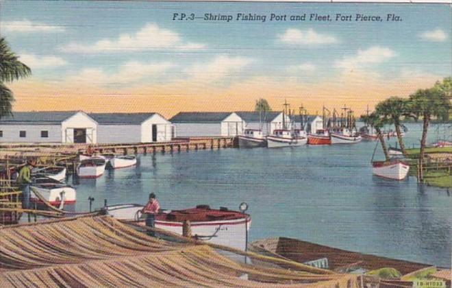 Florida Fort Pierce Shrimp Fleet Port and Fleet 1943 Curteich