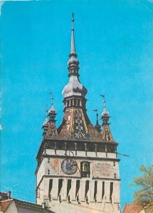 Postcard Romania Sighisoara turn cu ceas arhitectura