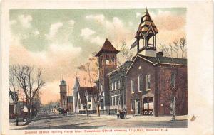 Millville NJ Second Street looking North City Hall Postcard