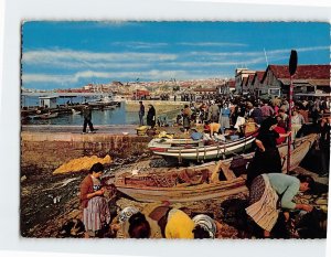 Postcard Fishing boats at Ribeira Quay, Lisbon, Portugal