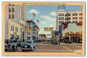 c1940's Central Avenue Looking South From Monroe Phoenix AZ Unposted Postcard