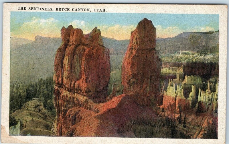 c1910s Bryce Canyon, UT Sentinels Rock Formations Lith Photo Postcard Vtg A254