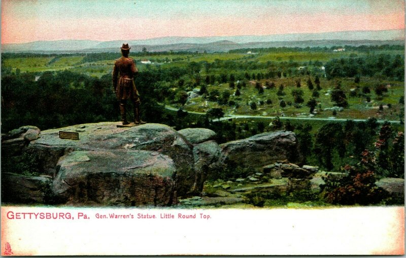 1900s Tuck's Postcard Gettysburg PA General Warren Statue Little Round Top UNP