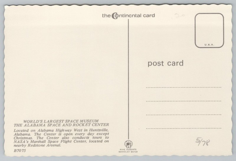 Space~Space Museum~Alabama Space Rocket Center~Continental Postcard