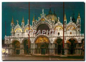 Postcard Modern Venice Basilica San Marco at night