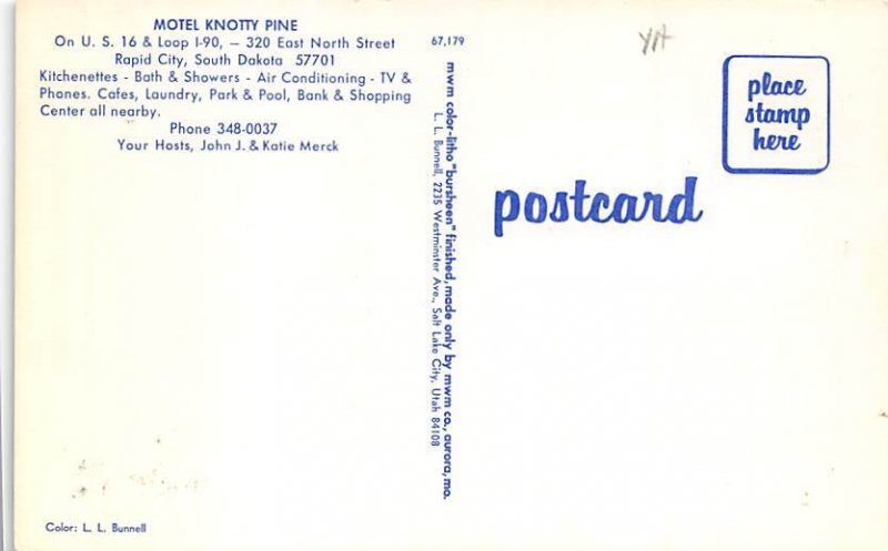 Motel Knotty Pine Rapid City, South Dakota SD Postcards