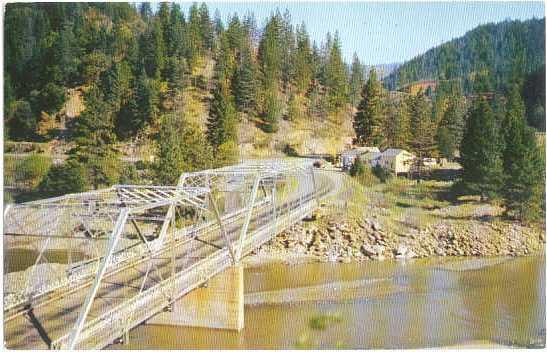 Bridge over Klamath River at Scotts Bar, California, CA, Chrome