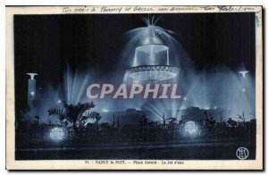 Old Postcard Nancy Place Carnot Night the water jet