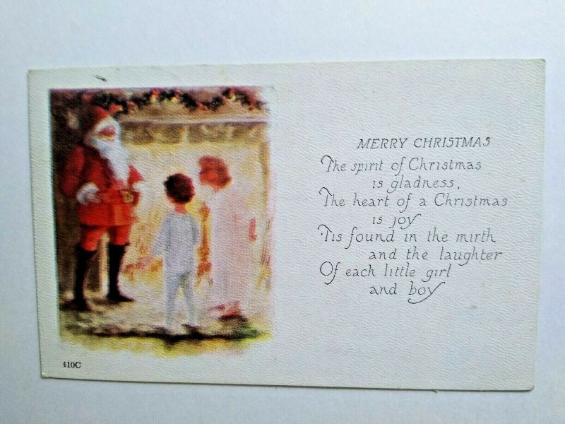 Merry Christmas Postcard Santa Claus Fillmore New York 1924 Series 410 C Vintage