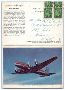 Canada Postcard Canadian Pacific Empress of the Air Airplane 1951 Fold Out