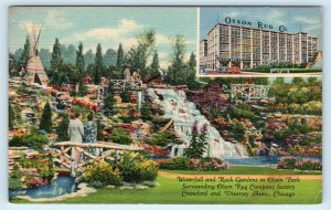 CHICAGO, IL~ OLSON RUG CO. & Rock Gardens  Advertising  c1940s Linen Postcard