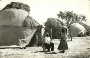 Native Apache Indians & Adobes Along HWY 70 Real Photo Postcard