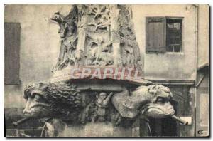 Postcard Old Forcalquier Curious detail of the St. Michel fountain