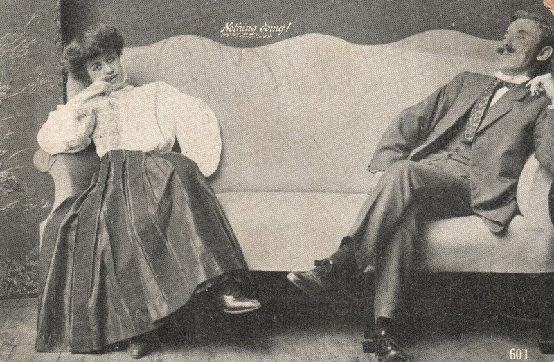 Vintage Postcard 1910 Nothing Doing! Man and Woman Sitting on Sofa