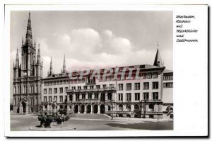 Old Postcard Wiesbaden und Rathaus wit marktkirche stadtsunner