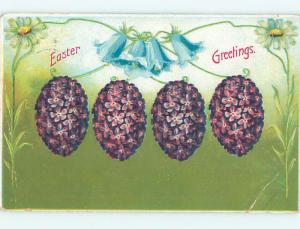 Bent Corner Divided-Back Easter EGGS MADE OF PURPLE FLOWERS o5558