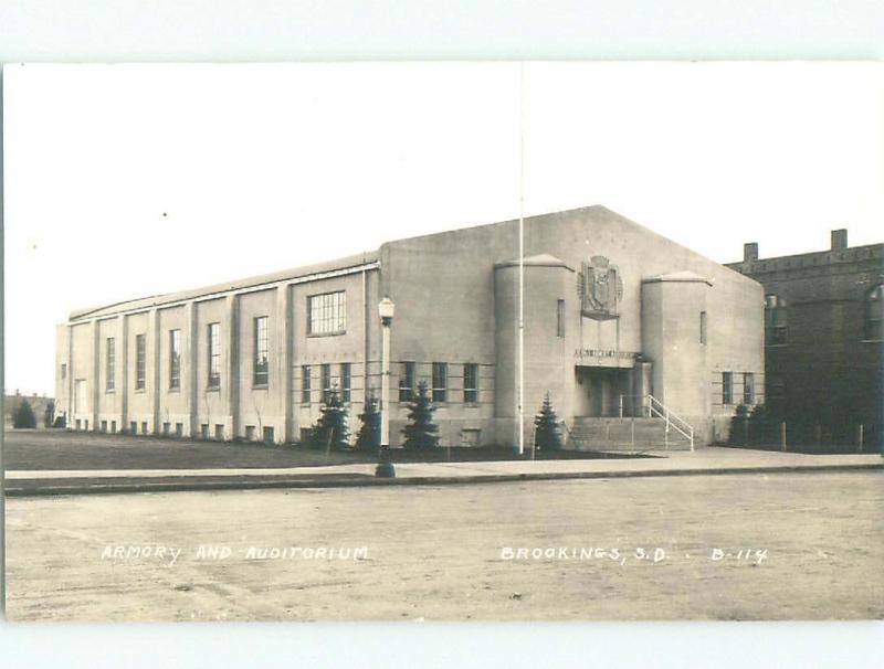 Pre-1942 rppc ARMORY Brookings - Near Sioux Falls South Dakota SD i6145