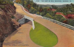 ROANOKE, VA  Virginia     THE LOOP ON MILL MOUNTAIN    c1940's Linen Postcard
