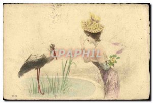 Old Postcard Fantaisie Stork