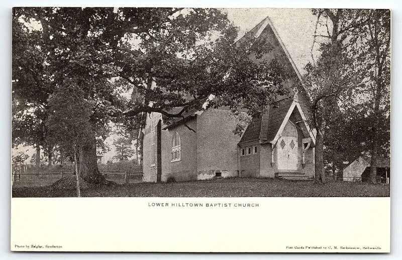 c1906 PENNSYLVANIA LOWER HILLTOP BAPTIST CHURCH SELLERSVILLE POSTCARD P4131