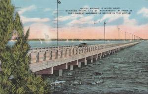 Gandy Bridge 6 Miles Long - Tampa to St Petersburg FL Florida - pm 1938 - Linen