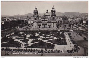 RP; Aerial View, Zocalo y Catedral, Mexico, 10-20s