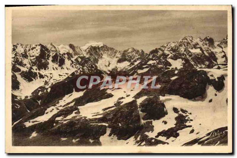 Old Postcard Panorama of the Galibier Pass the cetre Ecrins