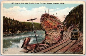 1922 Giant Rock & Trolley Line Through Gorge Niagara Falls NY Posted Postcard