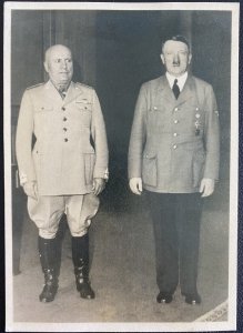 Mint WW 2 Germany Real Picture Postcard Adolf Hitler and Mussolini Meeting