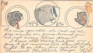 G91/ Interesting Postcard c1910 Advertising Monarch Range Woodall Animals