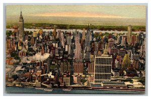 Vintage 1940's Postcard Aerial View of Midtown Manhattan New York City NY COOL