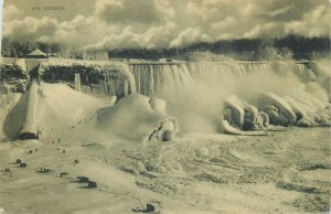 Canada Ontario scenic frozen Niagara Falls ice bridge postcard 1917 
