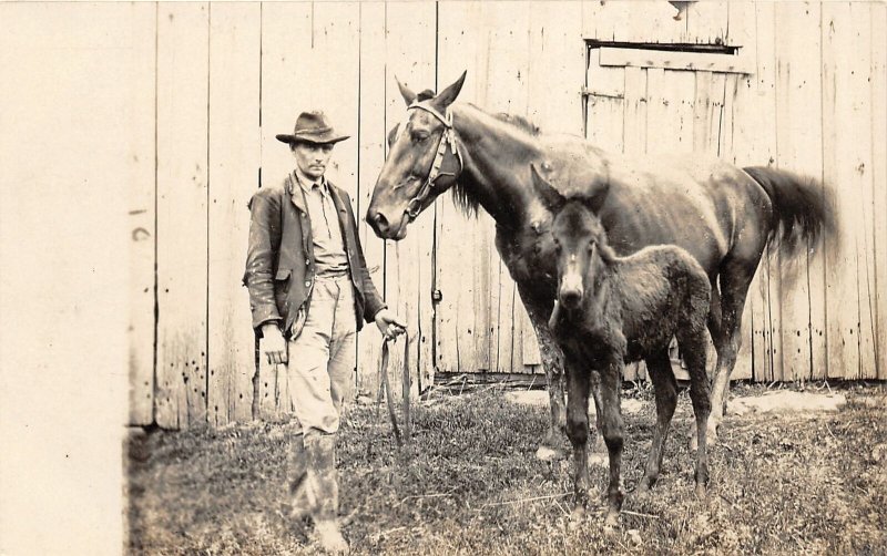 J26/ Interesting RPPC Postcard c1910 Horse Breeder Farmer Occupational 200