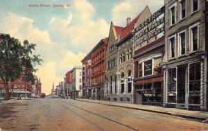 c.'16, Maine Street, Store Fronts, Msg,Quincy, IL, Old Post Card