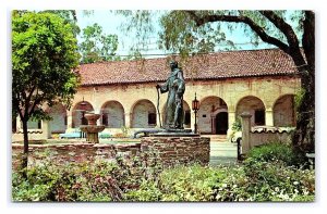 Mission San Fernando & Father Junipero Serra Statue  Los Angeles CA Postcard